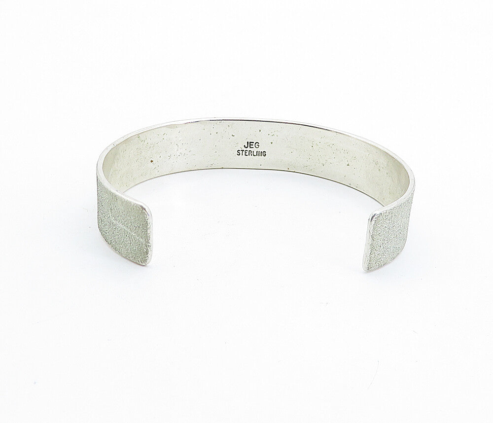 JEG 925 Sterling Silver  Vintage Minimalist Frosted Cuff Bracelet  BT2201