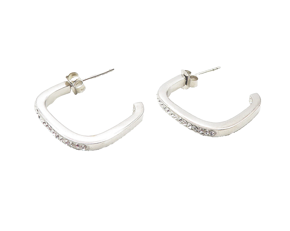 925 Sterling Silver  Sparkling Cubic Zirconia Smooth JHoop Earrings  EG6102