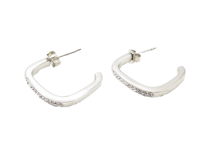 925 Sterling Silver  Sparkling Cubic Zirconia Smooth JHoop Earrings  EG6102