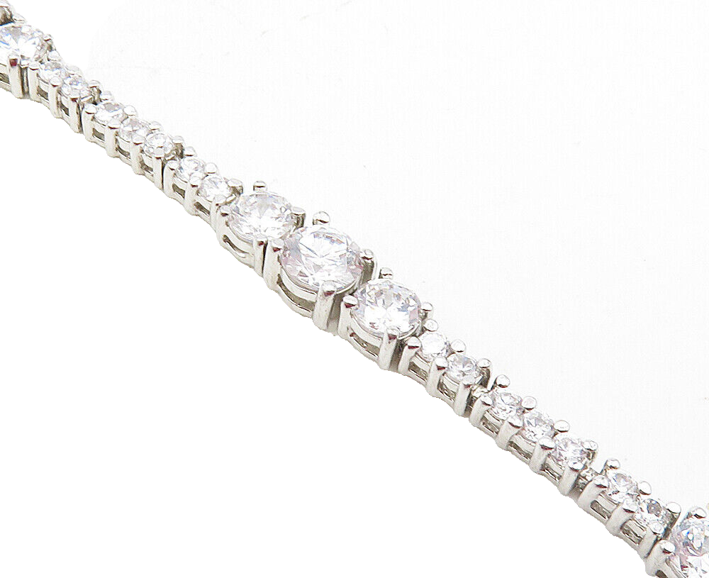ROSS SIMON 925 Sterling Silver  Sparkling Cubic Zirconia Chain Bracelet BT4141