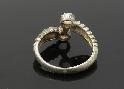 925 Sterling Silver  Vintage Cabochon Topaz Bypass Band Ring Sz 7.5  RG21445