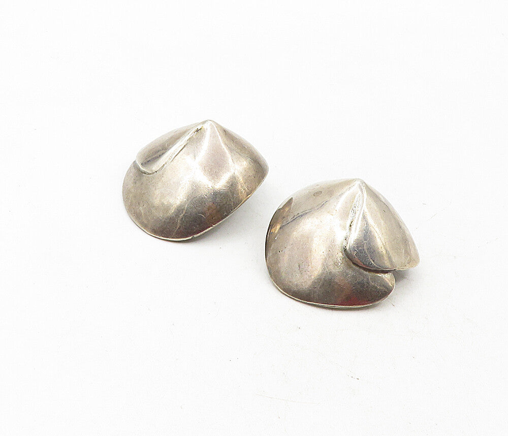 925 Sterling Silver  Vintage Dark Tone Hollow Non Pierce Earrings  EG4633