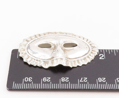925 Sterling Silver Vintage Brooch Carved Carnival Masquerade Mask Pin  BP12044