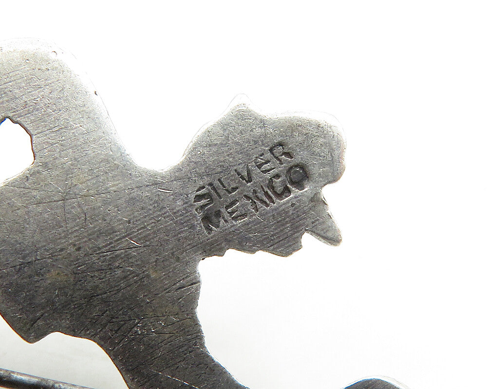 MEXICO 925 Sterling Silver  Vintage Dancing Man Chiseled Brooch Pin  BP7636