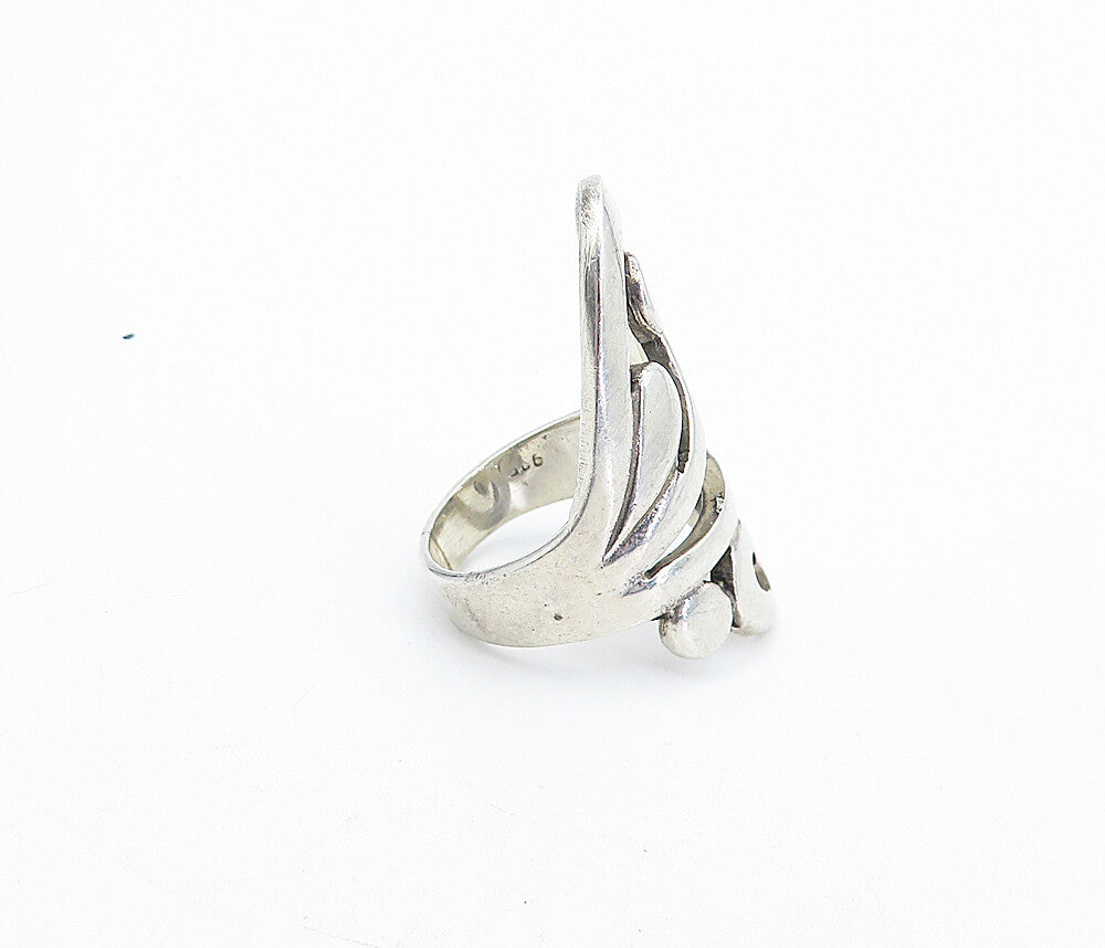 925 Sterling Silver  Vintage Shiny Open Swirl Design Band Ring Sz 7  RG5002