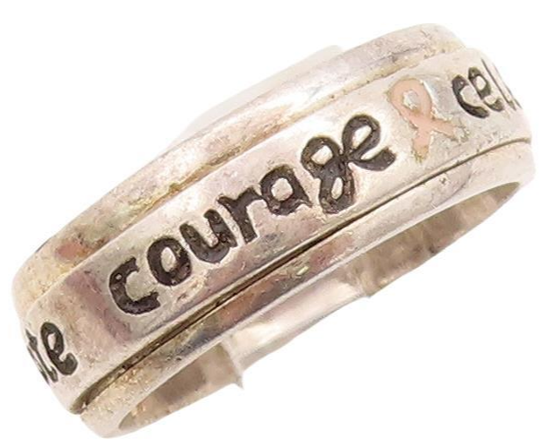 925 Sterling Silver Vintage Ring Solid Carved Celebrating Courage  Sz 8  RG28453