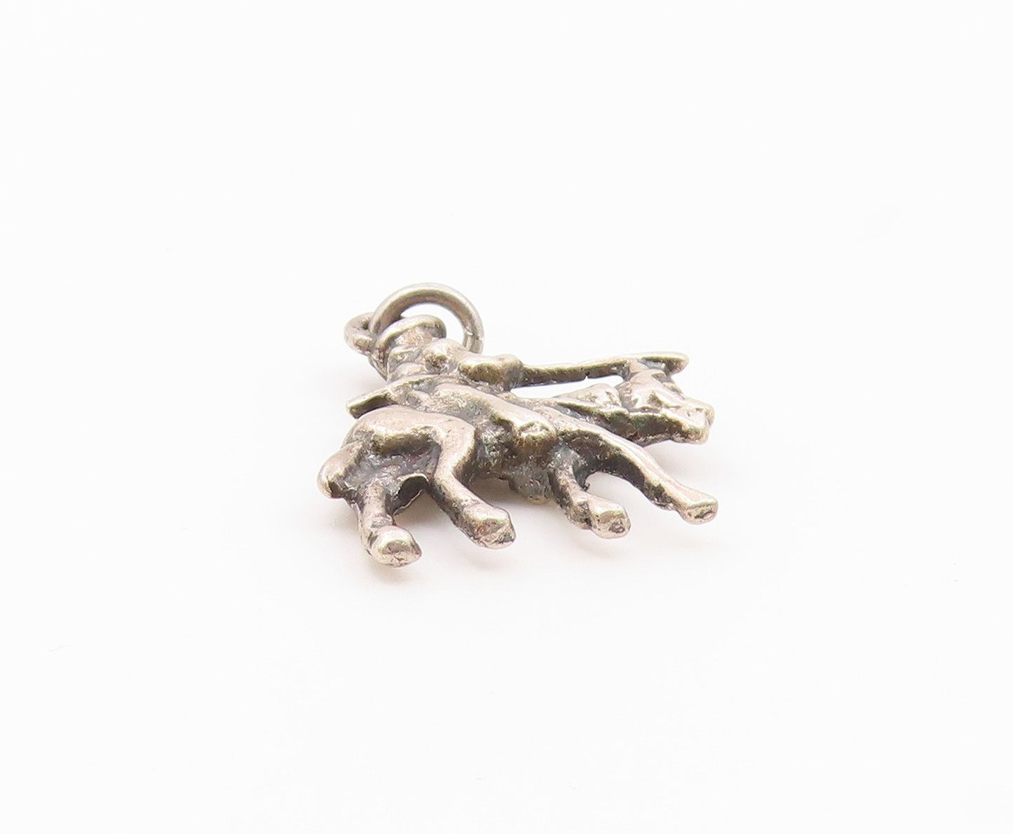 925 Sterling Silver  Vintage Petite Man Riding Horse Pendant  PT15896