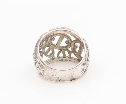 925 Sterling Silver Vintage Ring Anchor Chain Open Cutout Dome  Sz 6.5  RG34341