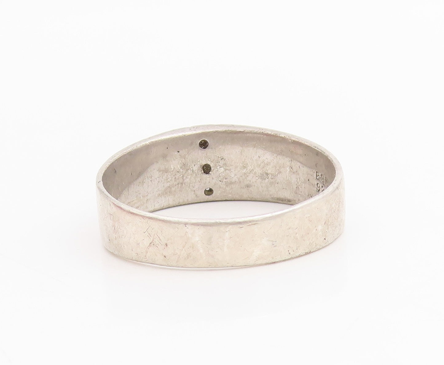 925 Sterling Silver Vintage Ring Real Diamonds Engraved Band  Sz 13.5  RG34800
