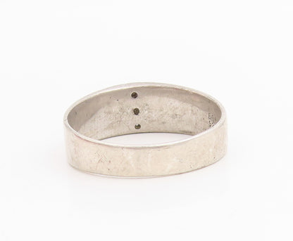 925 Sterling Silver Vintage Ring Real Diamonds Engraved Band  Sz 13.5  RG34800