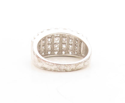 925 Sterling Silver Vintage Ring Solid Round Topaz Bands Inlay  Sz 7  RG31275