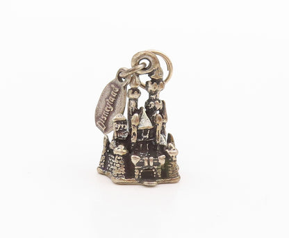 925 Sterling Silver Vintage Pendant Antique Dark Tone Walt Disney Castle PT23928