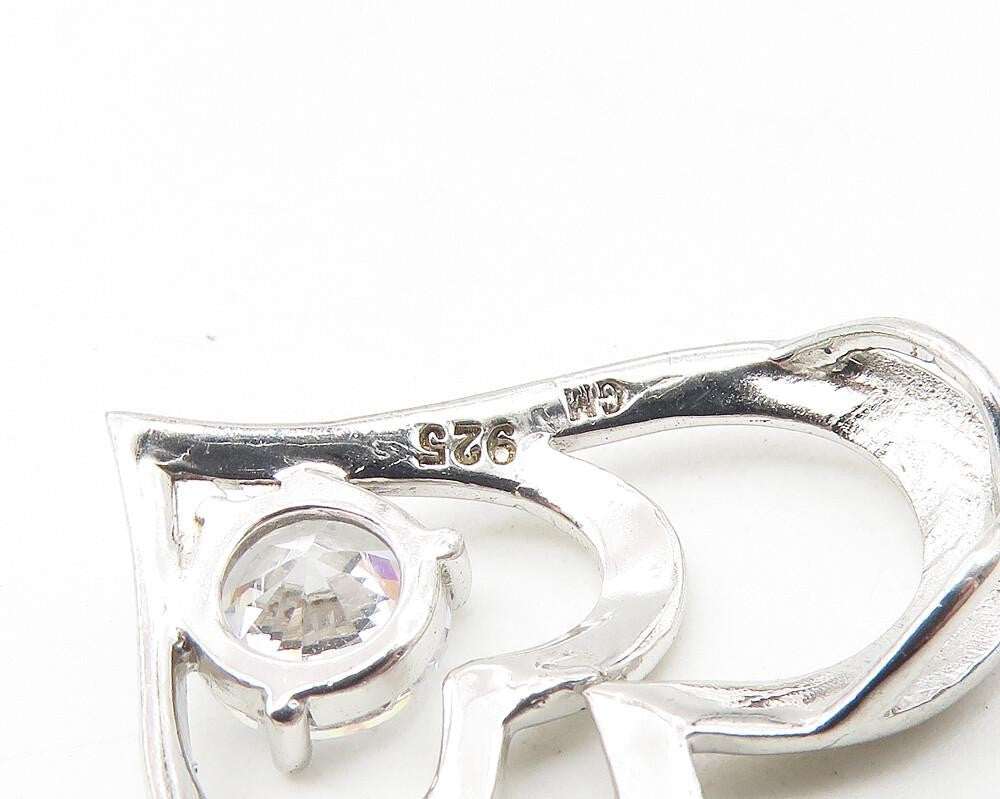925 Sterling Silver  Sparkling Cubic Zirconia Open Love Heart Pendant  PT9298