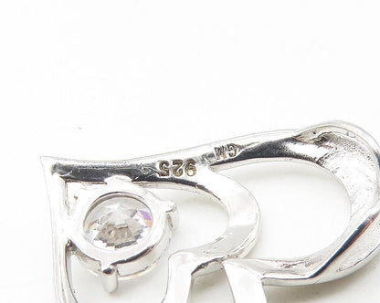 925 Sterling Silver  Sparkling Cubic Zirconia Open Love Heart Pendant  PT9298