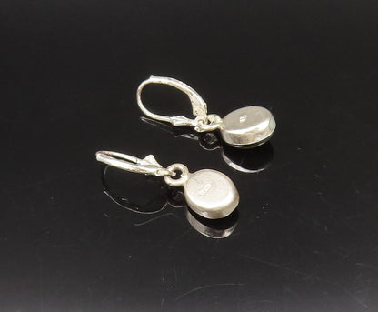 925 Sterling Silver  Vintage Fancy Floral Glass Art Dangle Earrings  EG12262