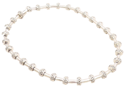 14K Gold 925 Sterling Silver Vintage Necklace KRYPELL Carved Beads  NE4368