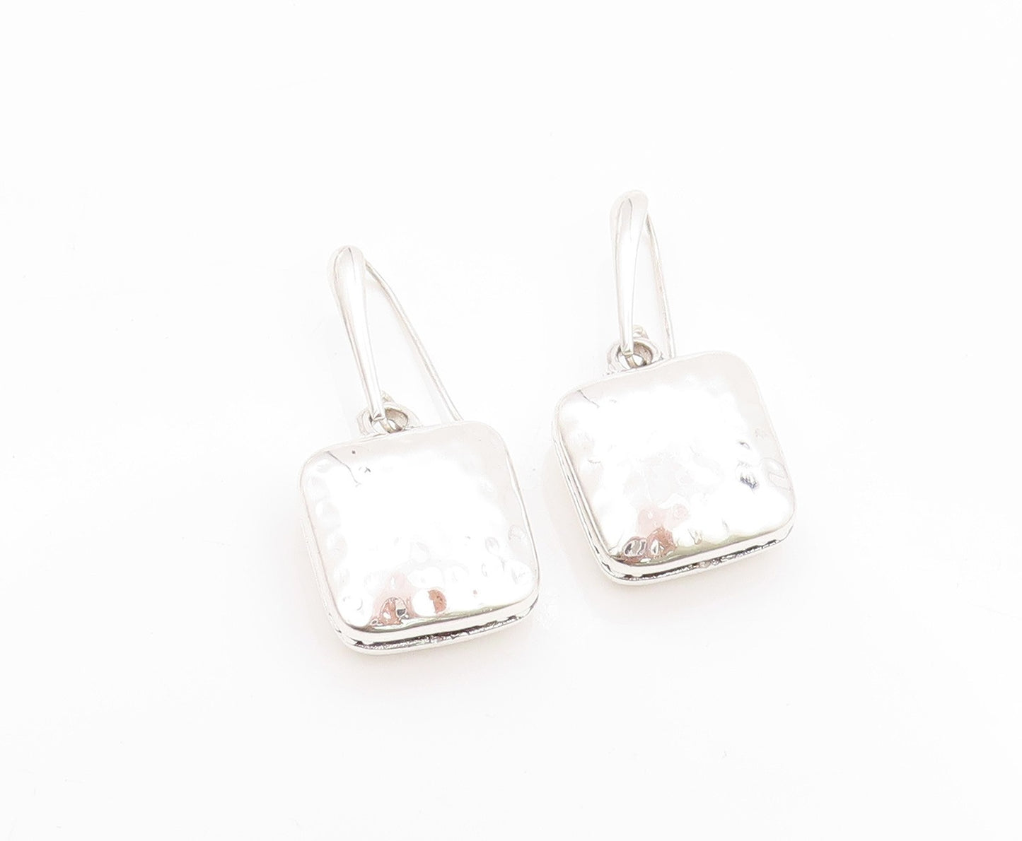 925 Sterling Silver Vintage Earrings Puffed Dangling Hand Bag Design  EG13552