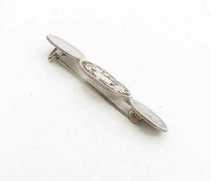 925 Sterling Silver  Vintage Antique Shiny Guatemala Coins Brooch Pin  BP3133