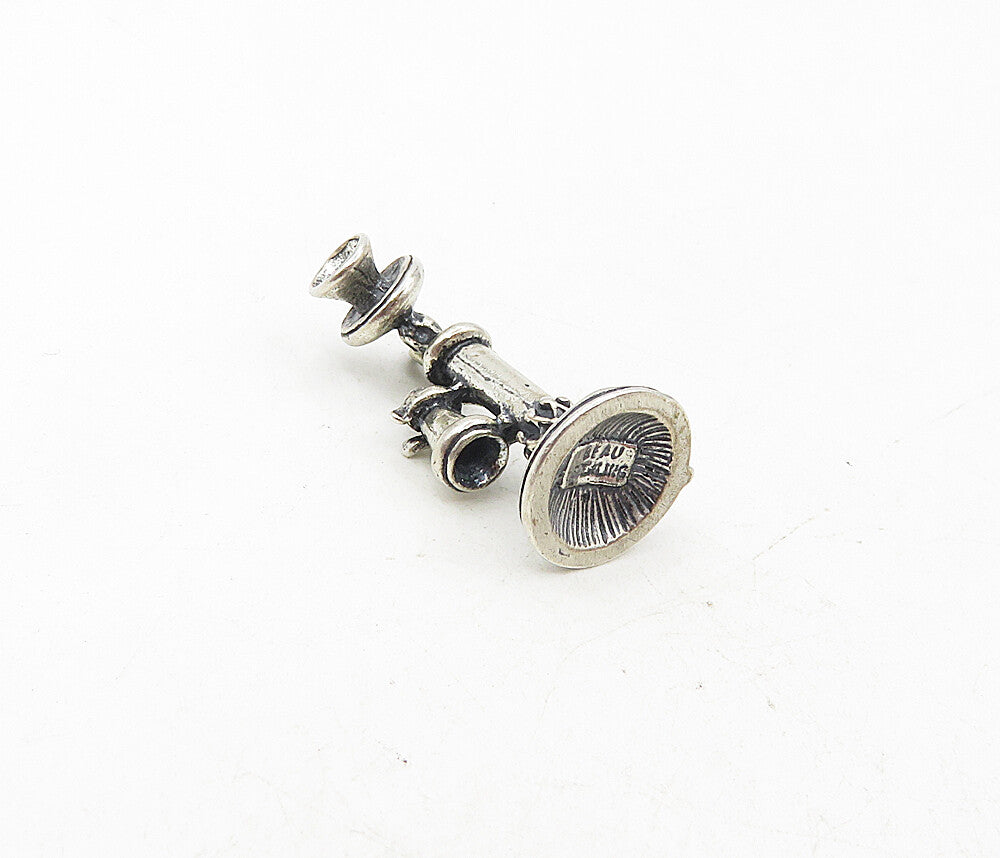 BEAU 925 Sterling Silver  Vintage Old Fashioned Telephone Pendant  PT6780