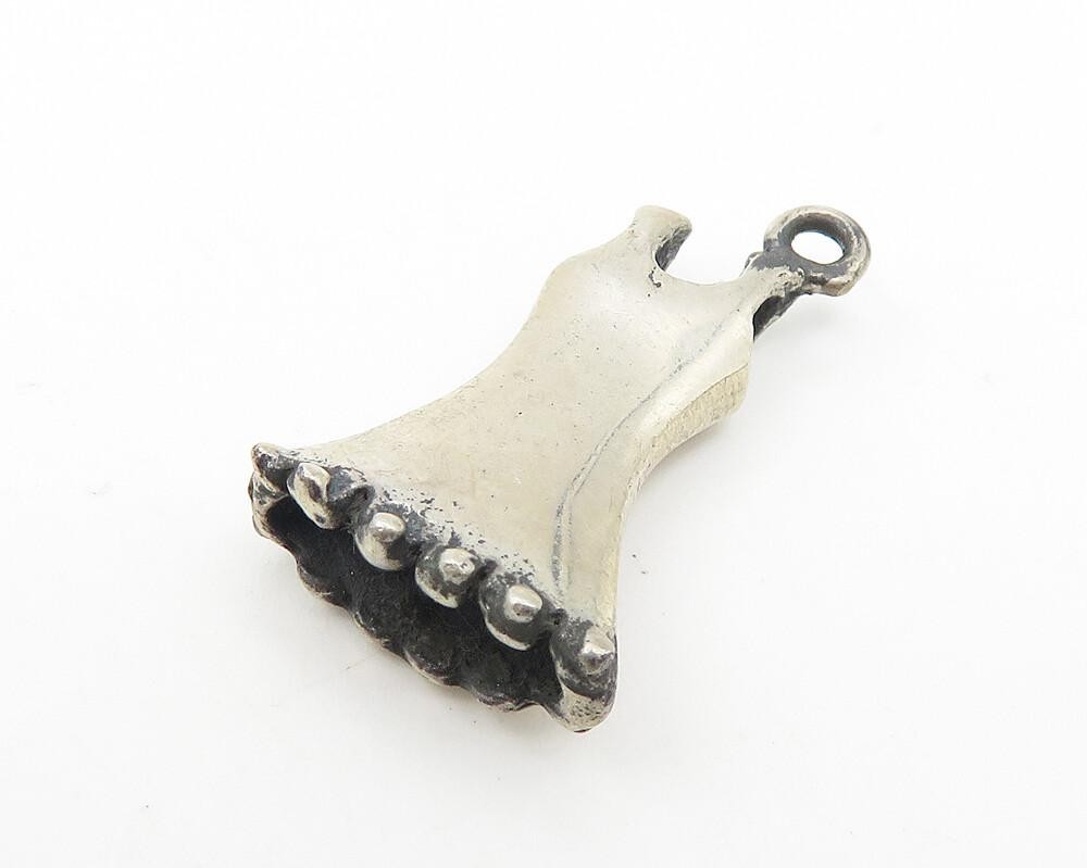 925 Sterling Silver  Vintage Dark Tone Floral Dress Motif Pendant  PT8758