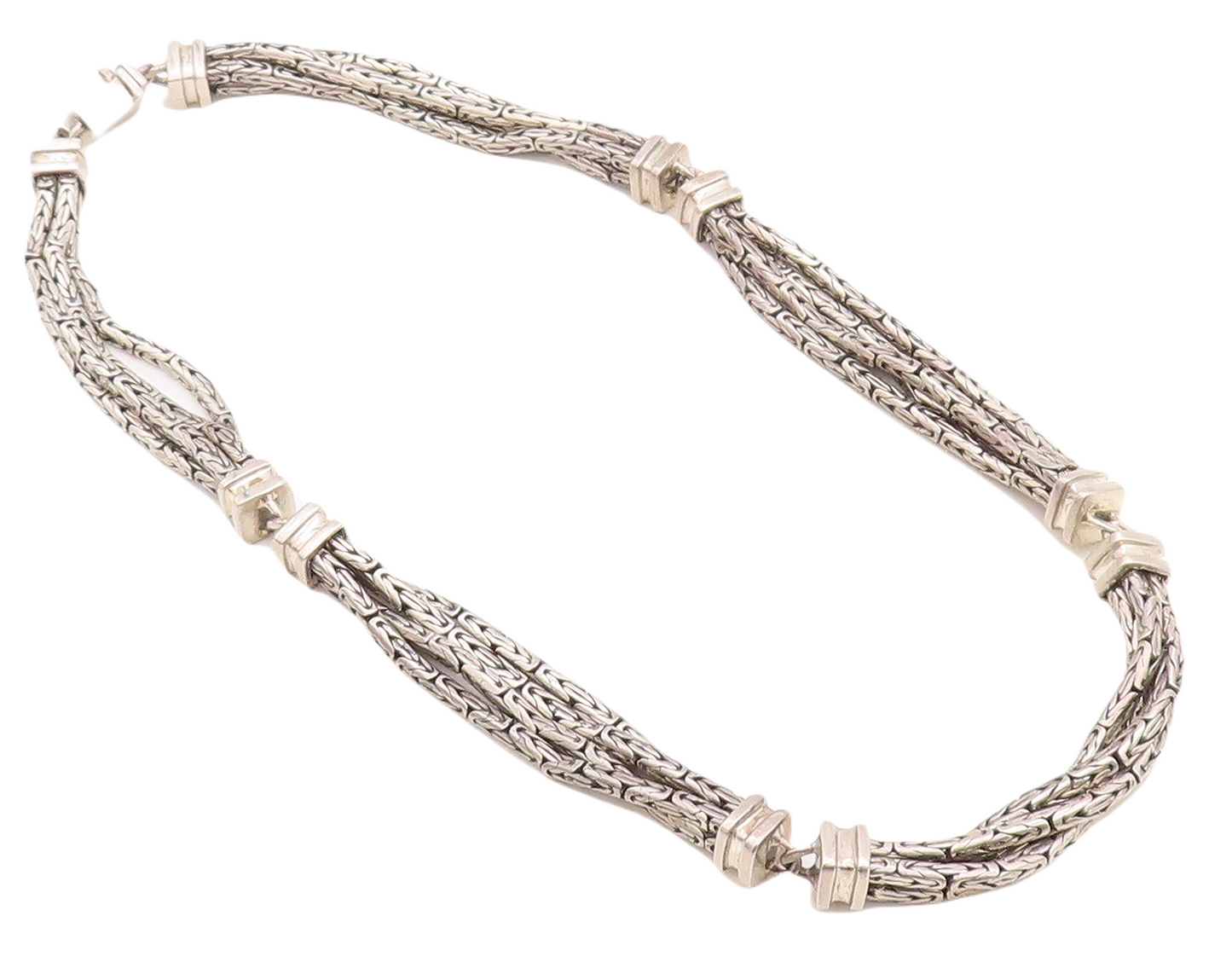 925 Sterling Silver Vintage Necklace Solid Designer Linked Multi Chain  NE4329