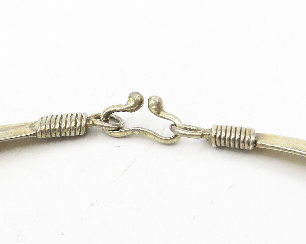 TAN BOGOTA 925 Silver  Vintage Wire Wrapped Curved Bar Chain Necklace  NE1911