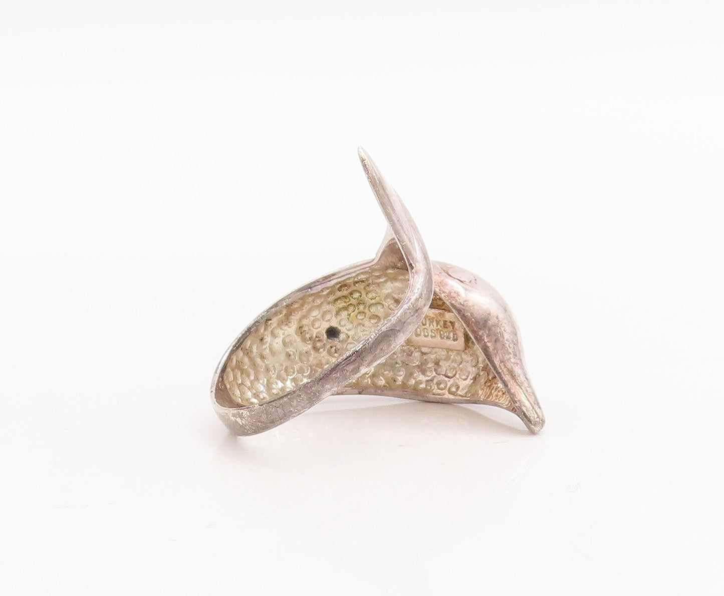 925 Sterling Silver Vintage Ring Solid Puffed Cutout Dolphin  Sz 6.5  RG28704