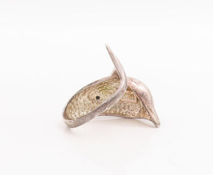925 Sterling Silver Vintage Ring Solid Puffed Cutout Dolphin  Sz 6.5  RG28704