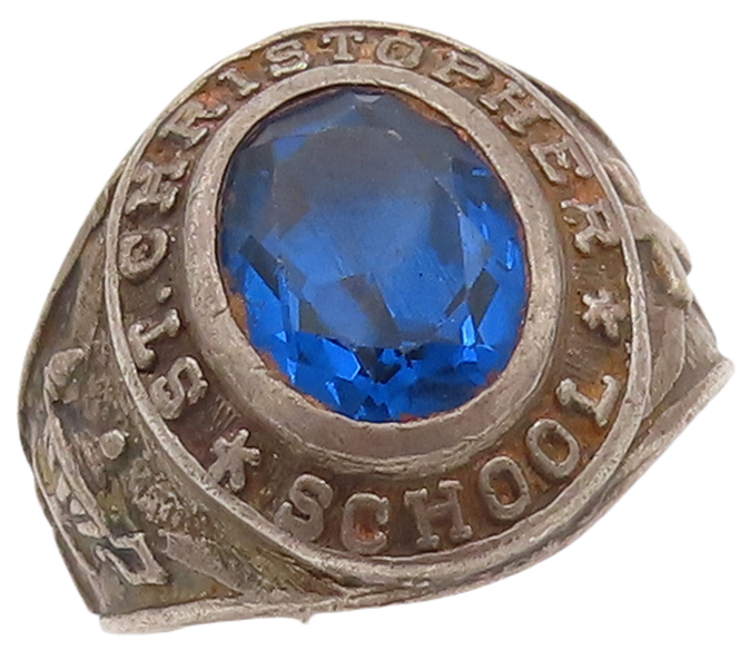 925 Sterling Silver Vintage Ring Oval Sapphire Christopher School  Sz 7  RG28915
