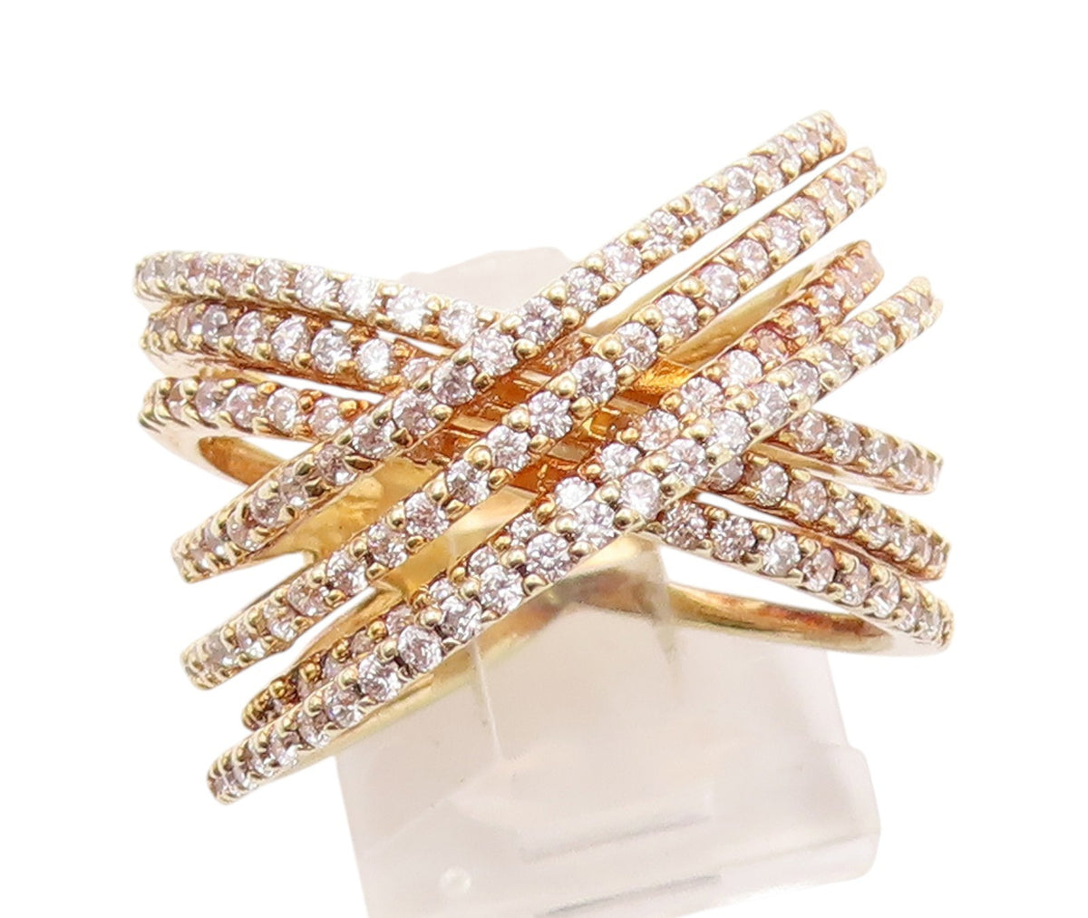925 Sterling Silver Vintage Ring Gold Plated CZ Cutout Bands  Sz 6.5  RG32816