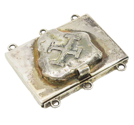 925 Sterling Silver  Vintage Etched Cross Detail Square Necklace Clasp  TR2383