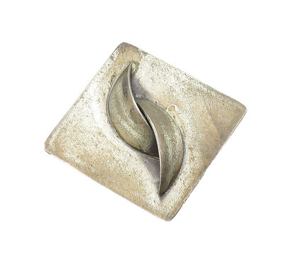 925 Sterling Silver  Vintage Dark Tone Smooth Square Brooch Pin  BP6166