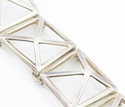 William Comyns 925 Silver  Vintage Modernist Geometric Chain Bracelet  BT3429