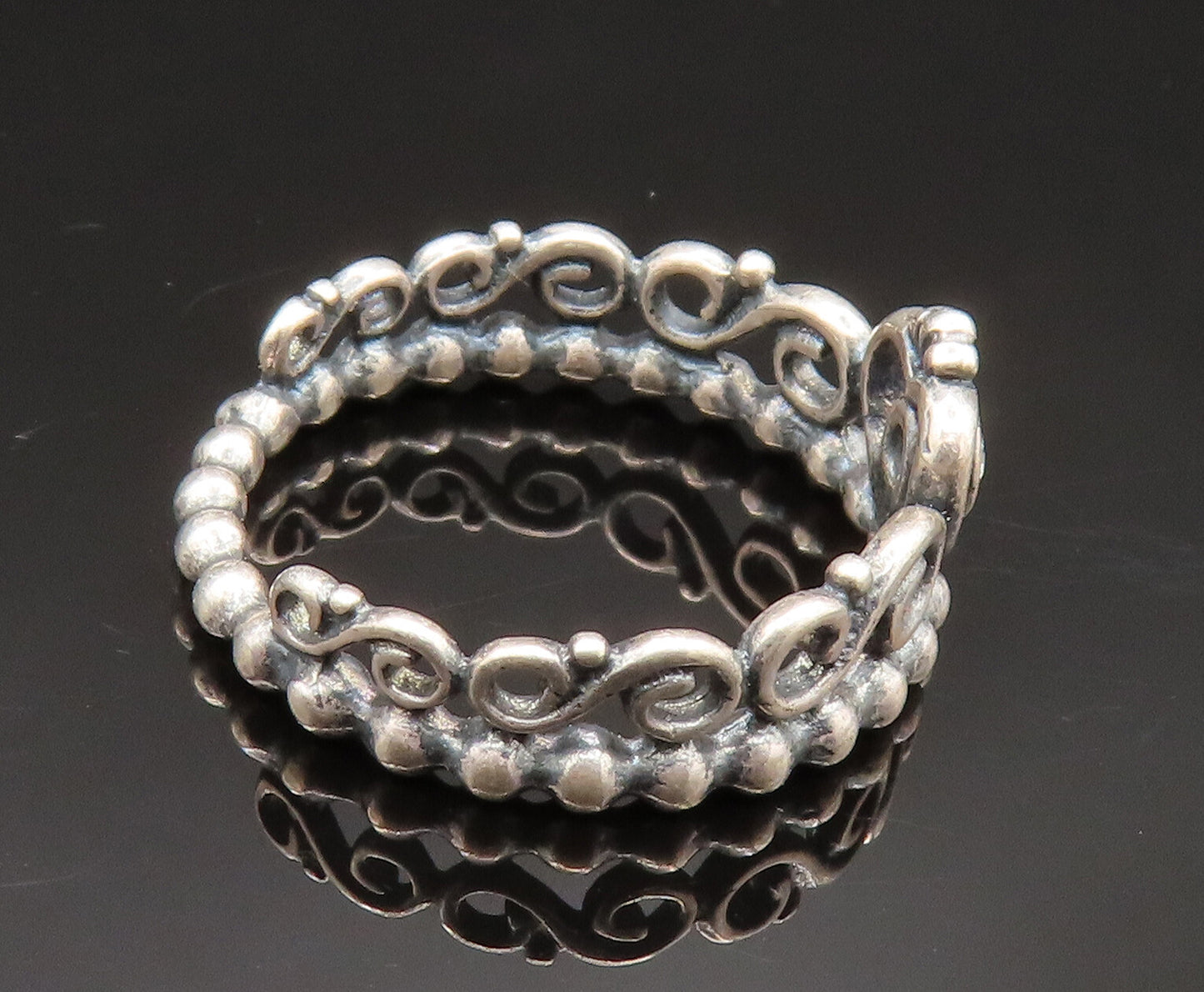 PANDORA 925 Sterling Silver Vintage Beaded Royal Crown Topaz Ring Sz 6 RG24602