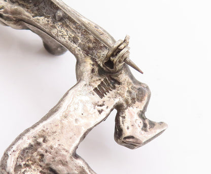 925 Sterling Silver Vintage Brooch Pin MMA Antique 3D Cutout Alpine Ibex BP11142