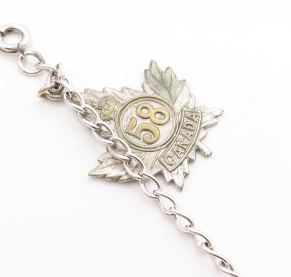 925 Sterling Silver  Vintage Two Tone Autumn Leaf Charm Chain Bracelet  BT1474
