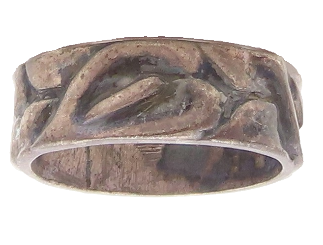 925 Sterling Silver Vintage Ring CINI Dark Tone Brutalist Cutout Sz 6.5  RG31261