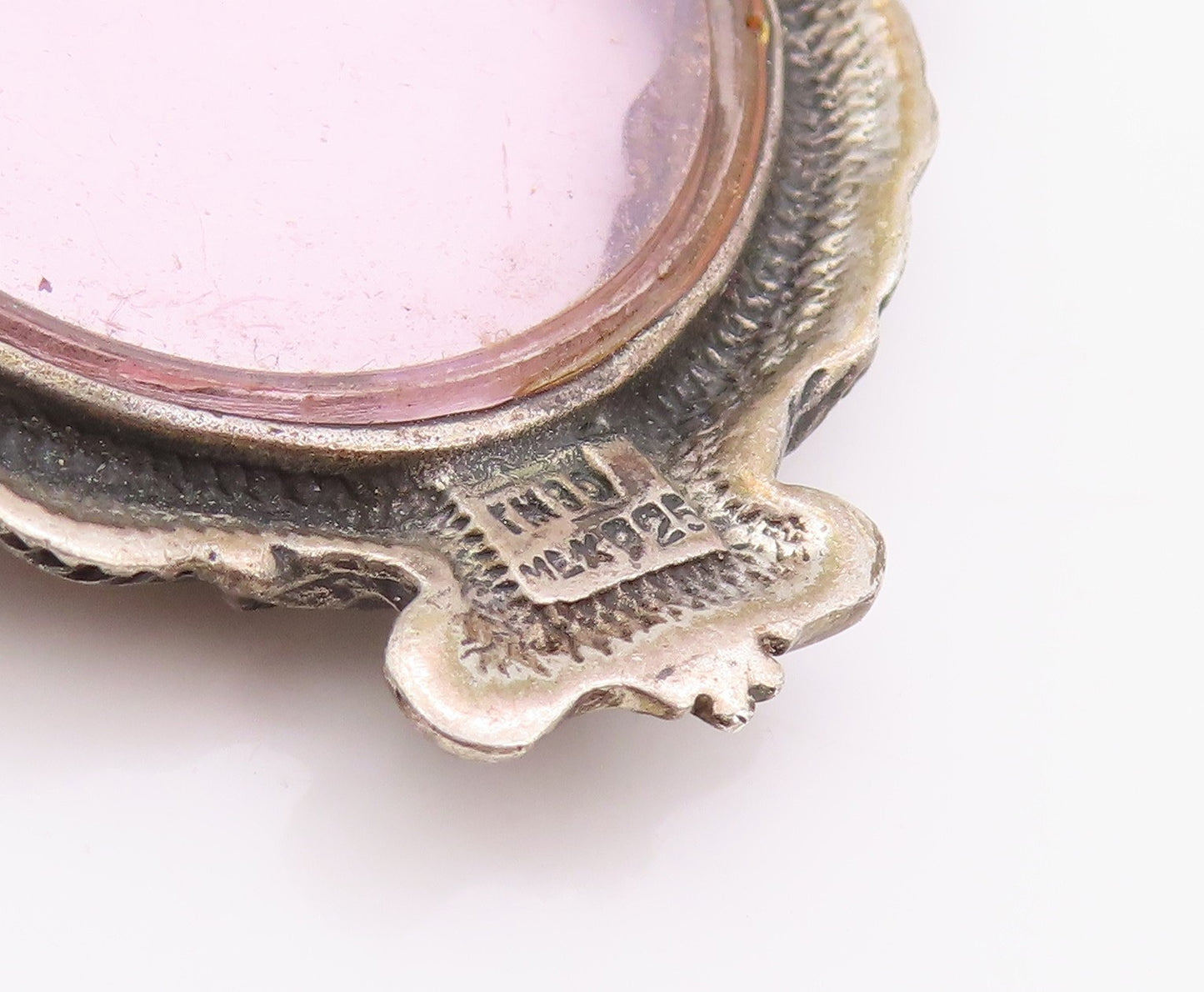 925 Sterling Silver Vintage Pendant Antique Dark Tone Floral Frame  PT24084