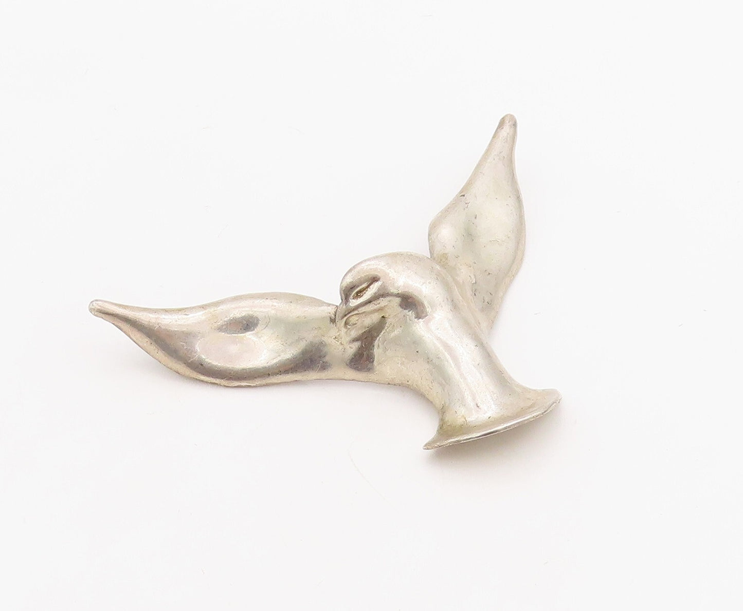 925 Sterling Silver Vintage Pendant Brutalist Carved Flying Bird Design  PT23586