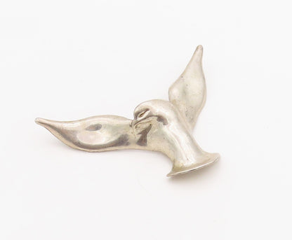 925 Sterling Silver Vintage Pendant Brutalist Carved Flying Bird Design  PT23586