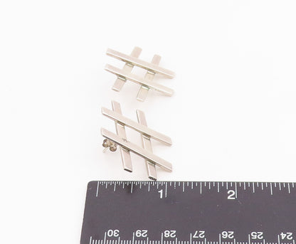 925 Sterling Silver Vintage Earrings MEXICO Tic Tac Toe Hashtag Stud  EG14257