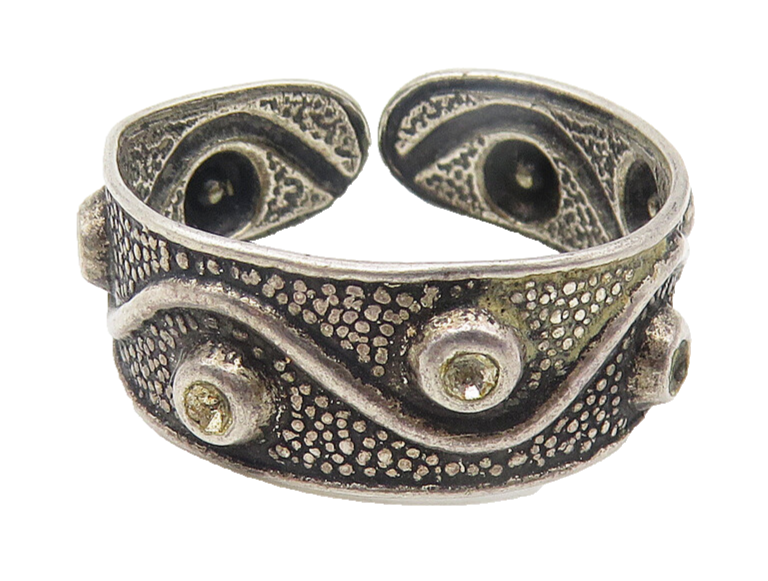925 Sterling Silver  Vintage Oxidized Swirl Design Band Ring Sz 7  RG11048