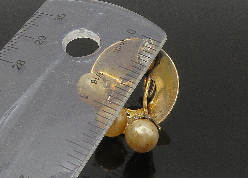 925 Sterling Silver  Vintage Pearls & Topaz Non Pierce Drop Earrings  EG11050