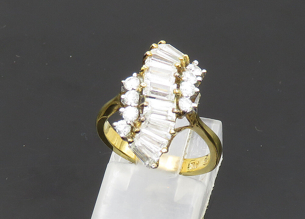 925 Sterling Silver  Vintage Cubic Zirconia Gold Plated Band Ring Sz 6 RG20637