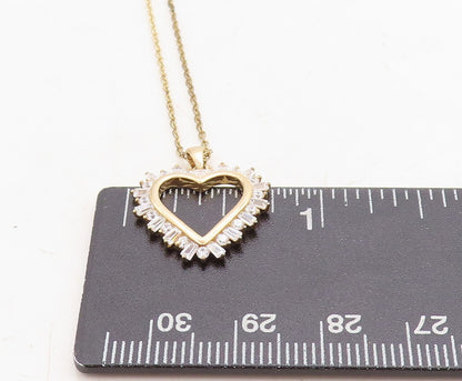 925 Sterling Silver  Cubic Zirconia Gold Plated Heart Chain Necklace  NE2052