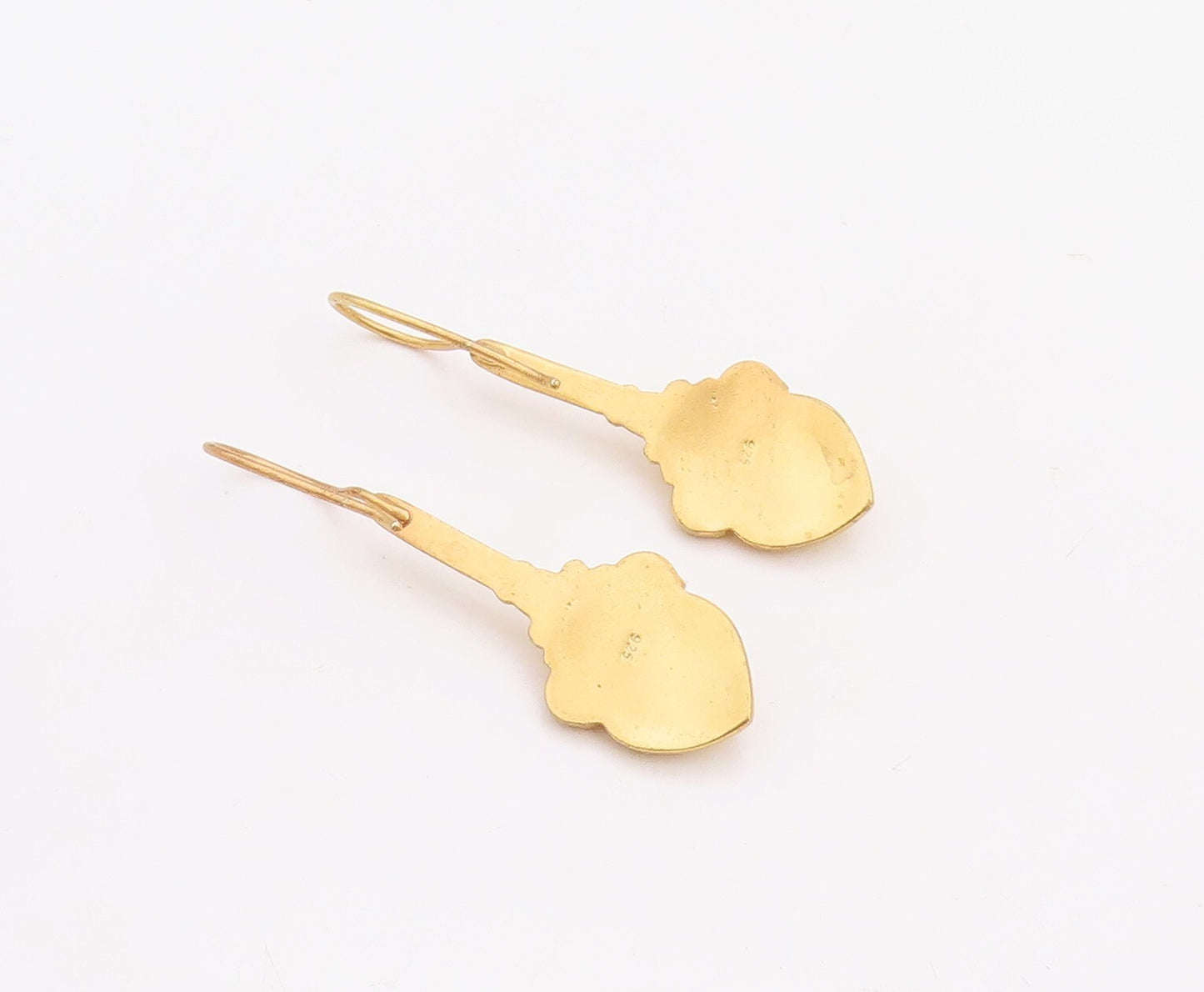 925 Sterling Silver Vintage Earrings Gold Plated Drop Gemstone Flower  EG13188