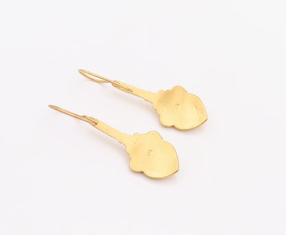925 Sterling Silver Vintage Earrings Gold Plated Drop Gemstone Flower  EG13188