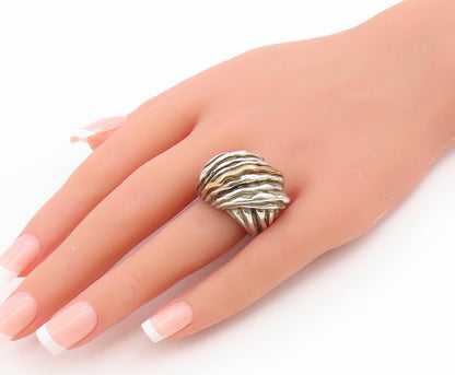 925 Sterling Silver Vintage Ring Modernist Ribbed Dome Band  Sz 6.5  RG34957