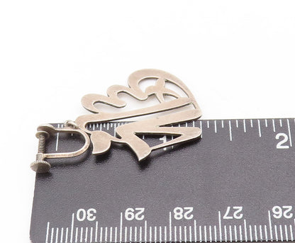 925 Sterling Silver  Vintage Japanese Cutout Kanji Charm Earrings  EG12743
