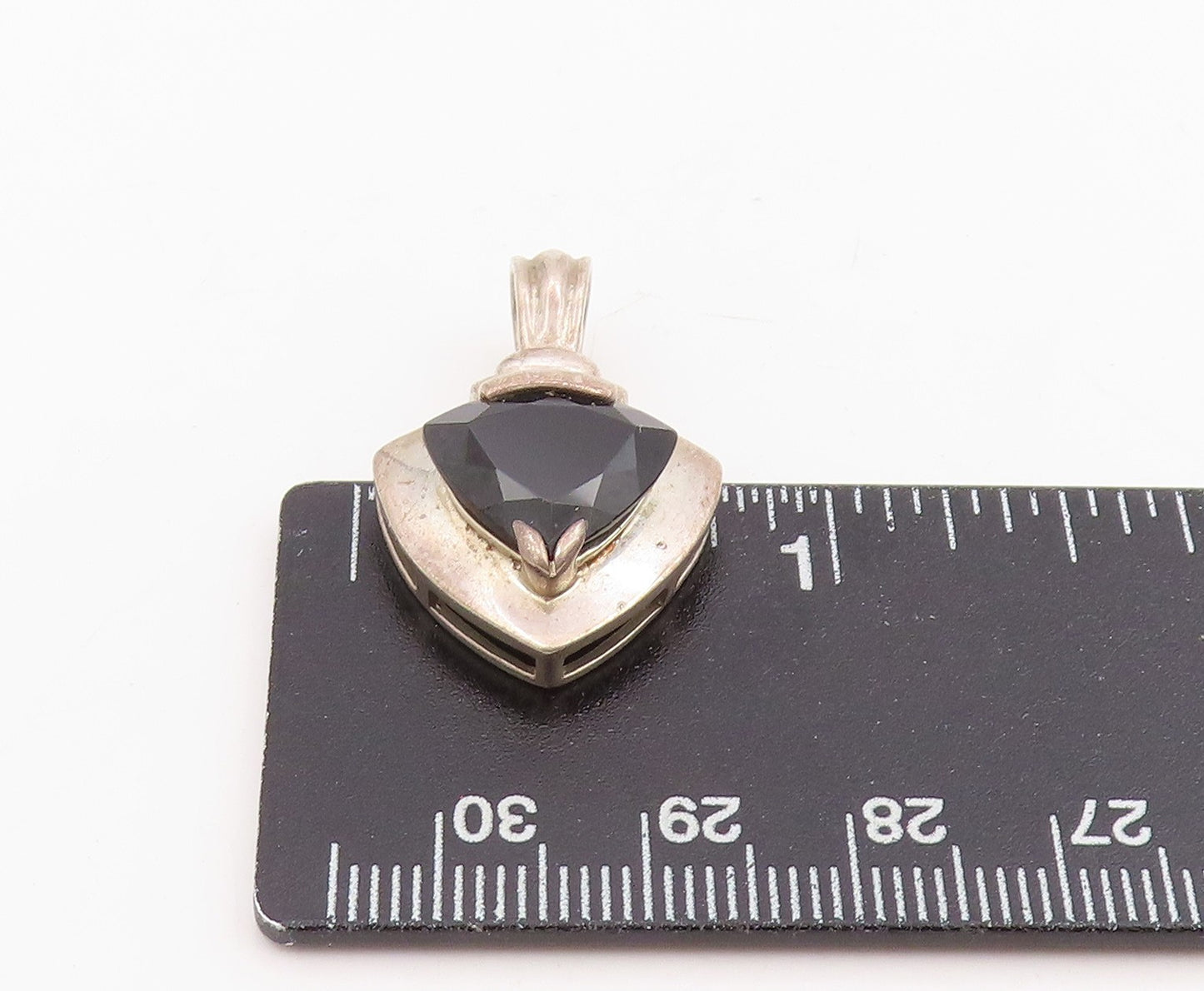 925 Sterling Silver Vintage Pendant Black Onyx Elegant Geometric Charm  PT25742